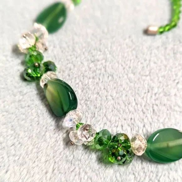 Vintage Artisan Made Green Crystal Bead and Glass Bead Necklaces - Picture 6 of 13